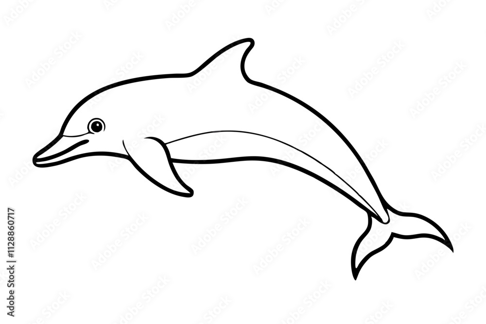 Dolphin Silhouette Icon on Clean White Background Dolphin Silhouette Icon on Clean White Background