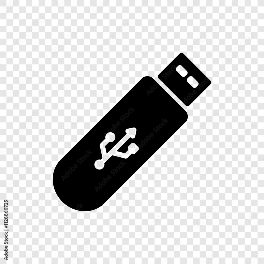 Usb flash drive simple icon vector. Flat design. Transparent grid Usb flash drive simple icon vector. Flat design. Transparent grid