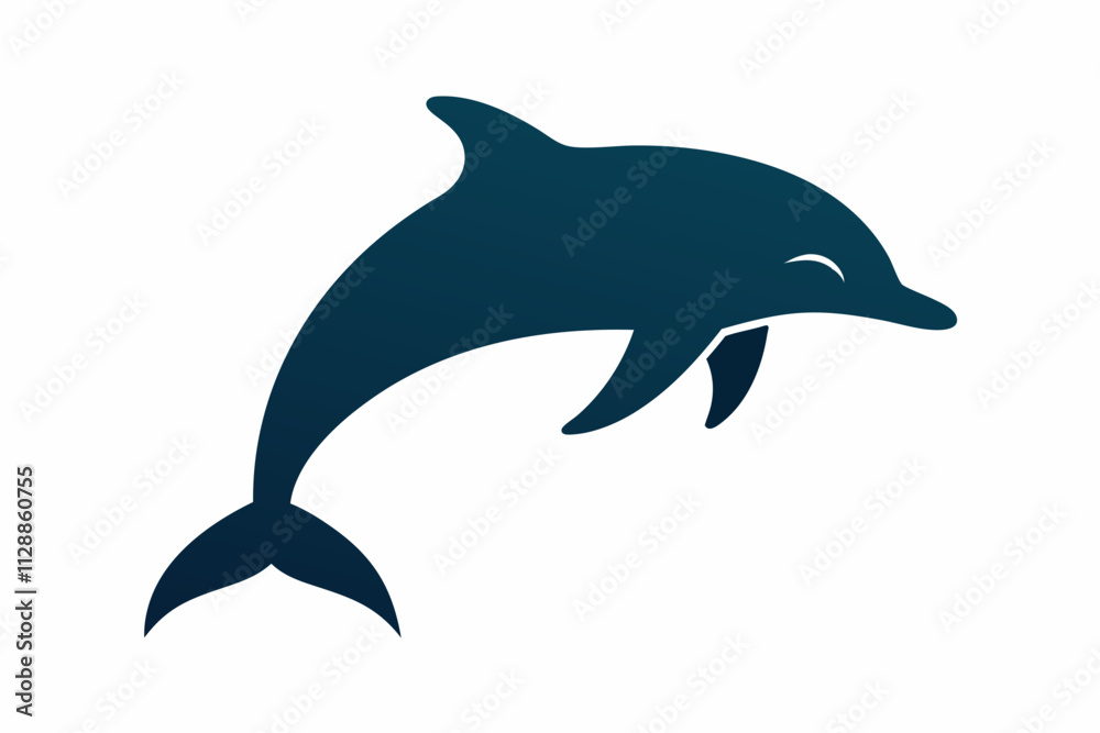 Dolphin Silhouette Icon on Clean White Background Dolphin Silhouette Icon on Clean White Background