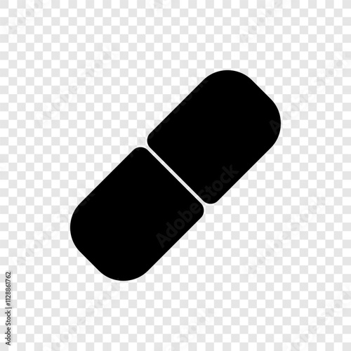 Pill simple icon vector. Flat design. Transparent grid