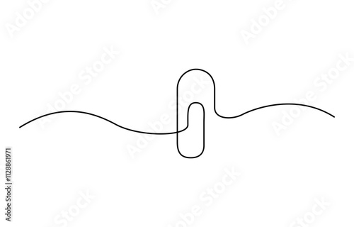 Linear background of paper clip. One continuous line drawing of a paper clip, One continuous line drawing of a paper clip. Vector illustration, 