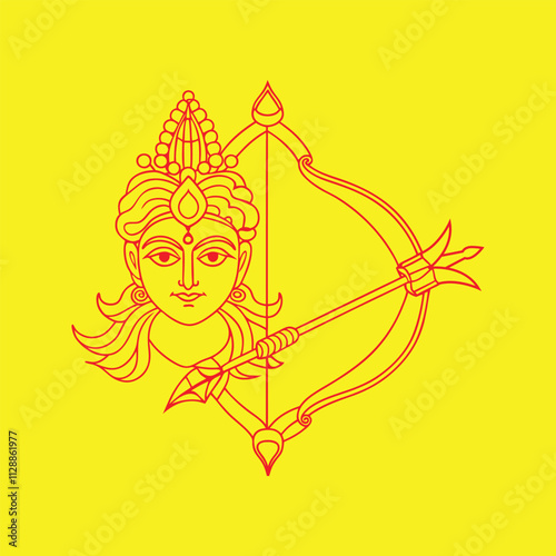 Ram navami Lord Ramas dynamism and heroic spirit minimalist silhouette vector illustration
