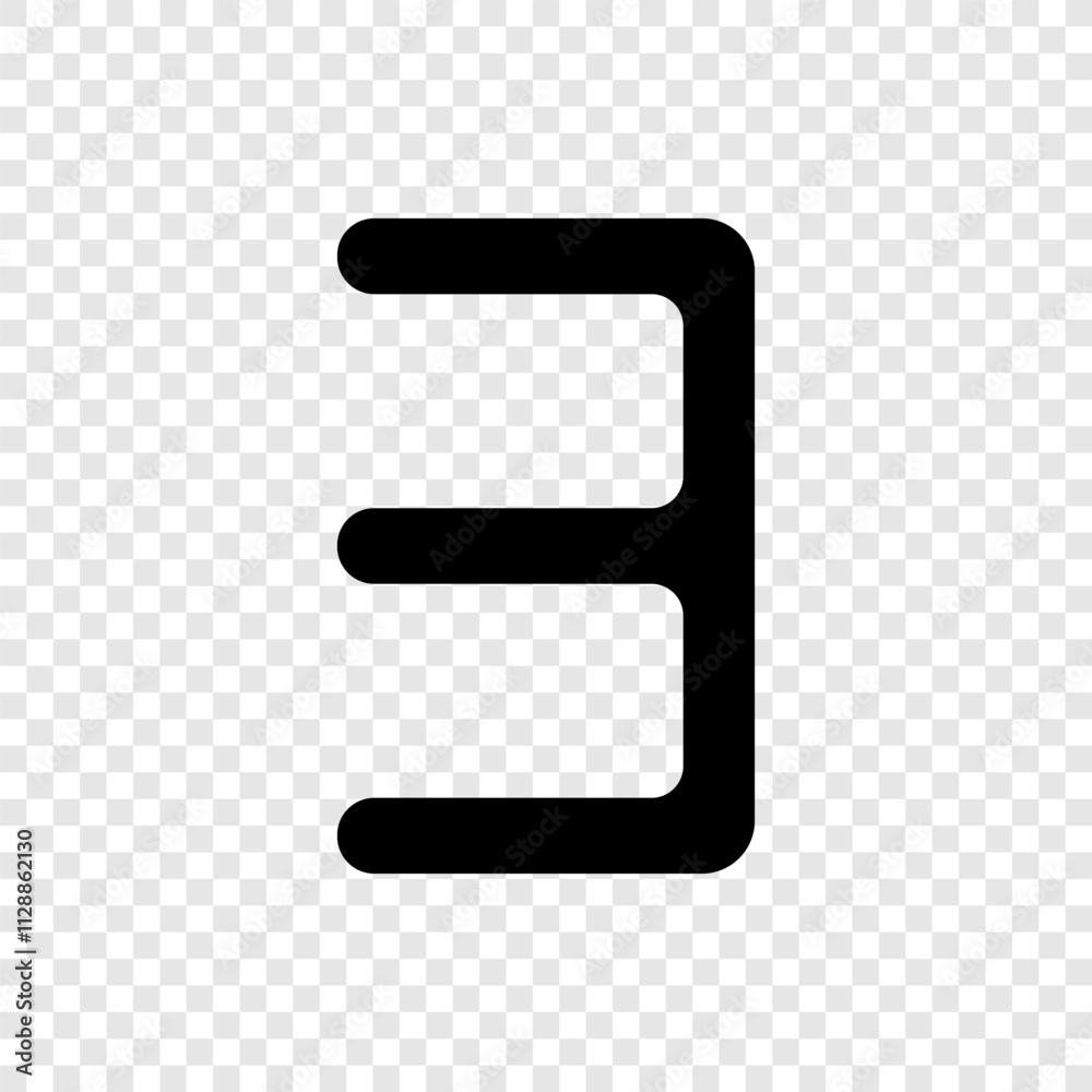 Number three, numeral simple icon vector. Flat design. Transparent grid Number three, numeral simple icon vector. Flat design. Transparent grid