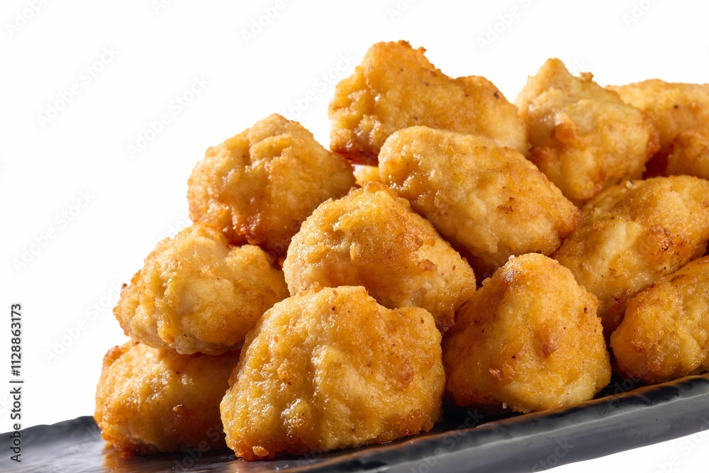Close-up of crispy golden chicken nuggets. Close-up of crispy golden chicken nuggets.
