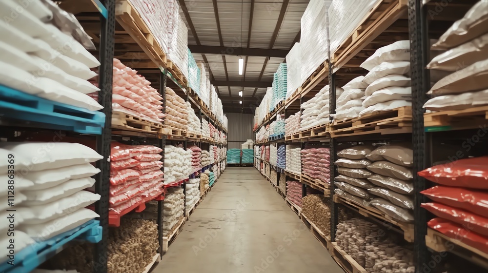 Customers loading products onto pallets close up wholesale transaction vibrant Composite in a busy warehouse aisle Customers loading products onto pallets close up wholesale transaction vibrant Composite in a busy warehouse aisle
