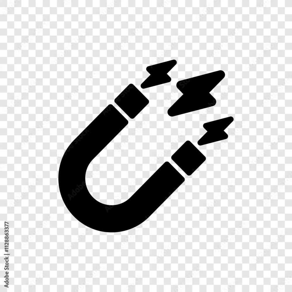 Magnet simple icon vector. Flat design. Transparent grid Magnet simple icon vector. Flat design. Transparent grid