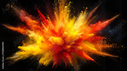 Wallpaper Mural Yellow and orange powder explosion on black Torontodigital.ca