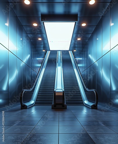 Blank billboard or advertising light box for your text message or media content with escalator