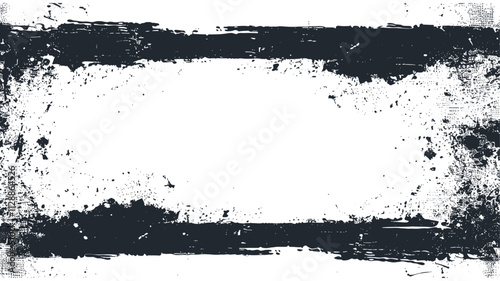 A textured black and white abstract illustration with bold brush strokes and a central horizontal bar, vector illustration.