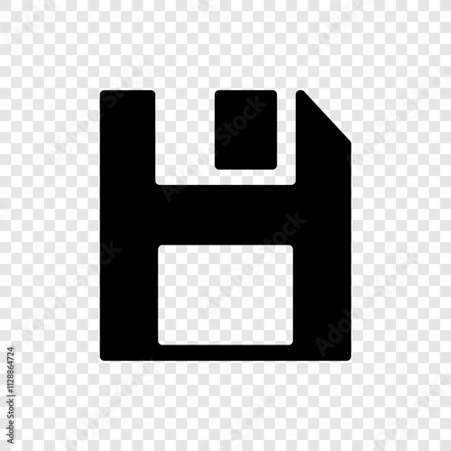 Floppy disk simple vector icon. Flat design. Transparent grid
