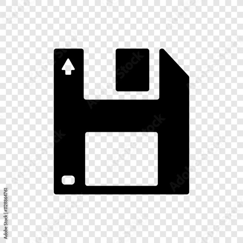 Floppy disk simple icon vector. Flat design. Transparent grid