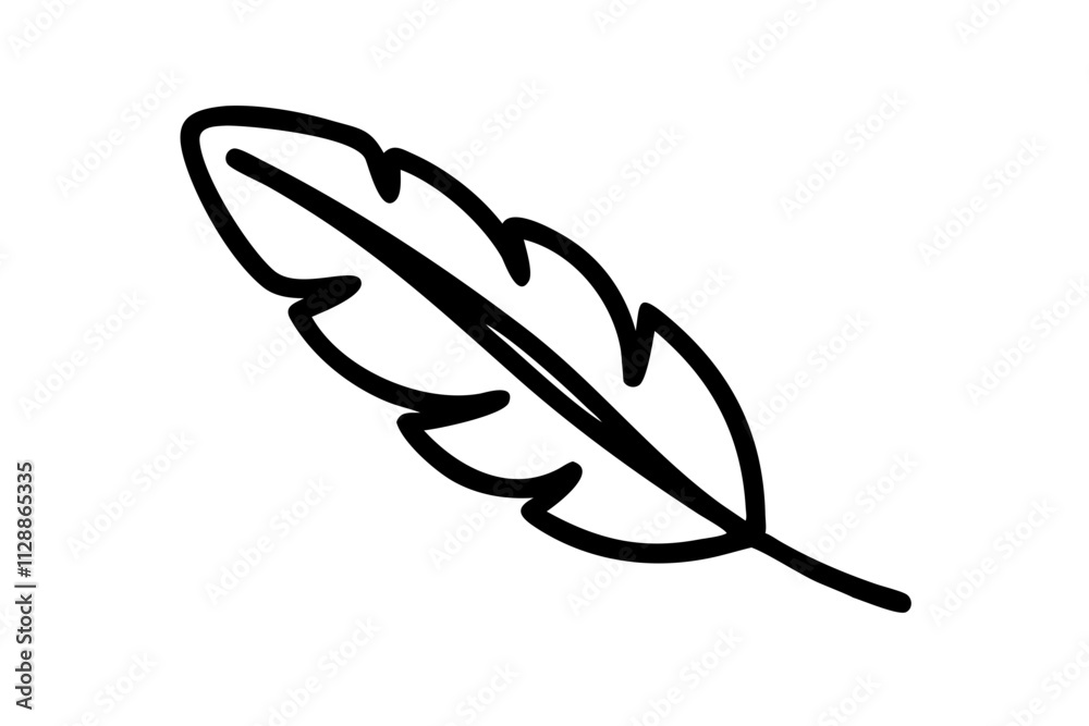 Elegant Feather Silhouette Icon on White Background Elegant Feather Silhouette Icon on White Background
