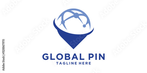 logo design pin global,connect,map,location,navigation,network,icon,idea,symbol,creative.