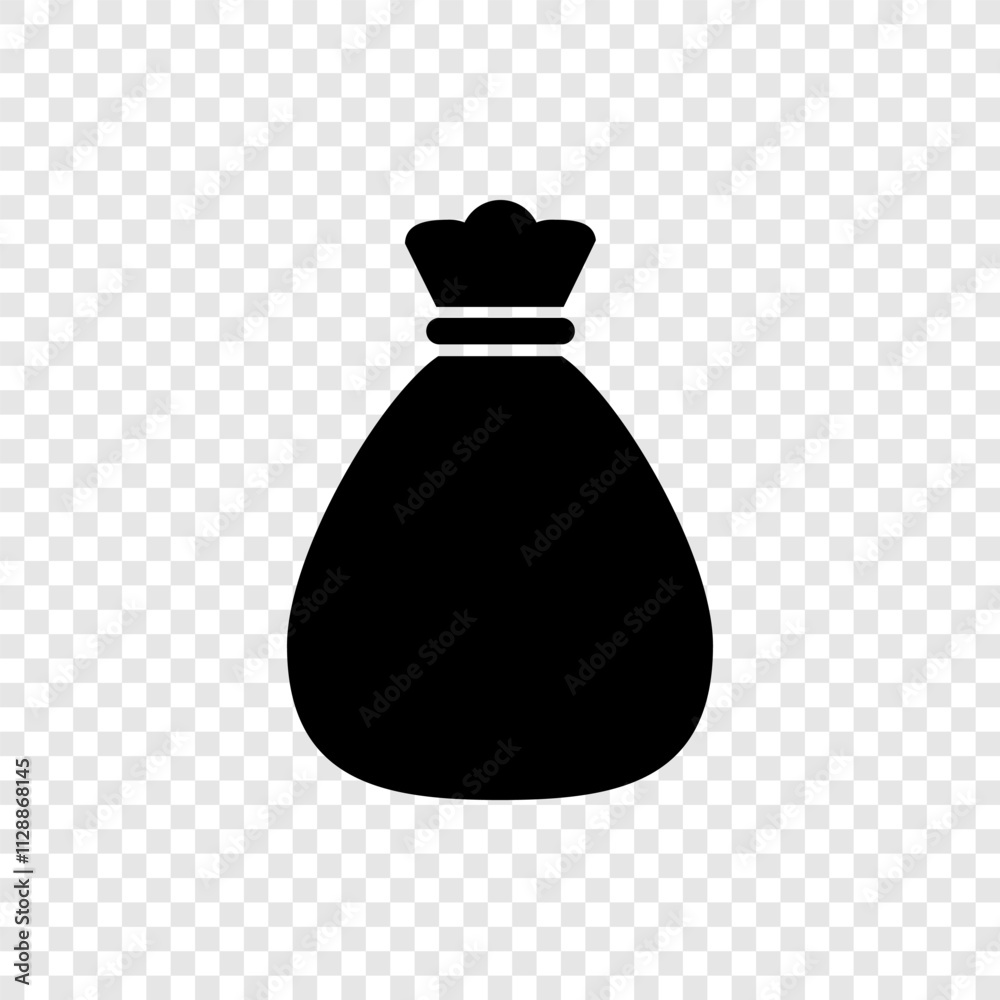 Bank bag simple vector icon. Flat design. Transparent grid Bank bag simple vector icon. Flat design. Transparent grid