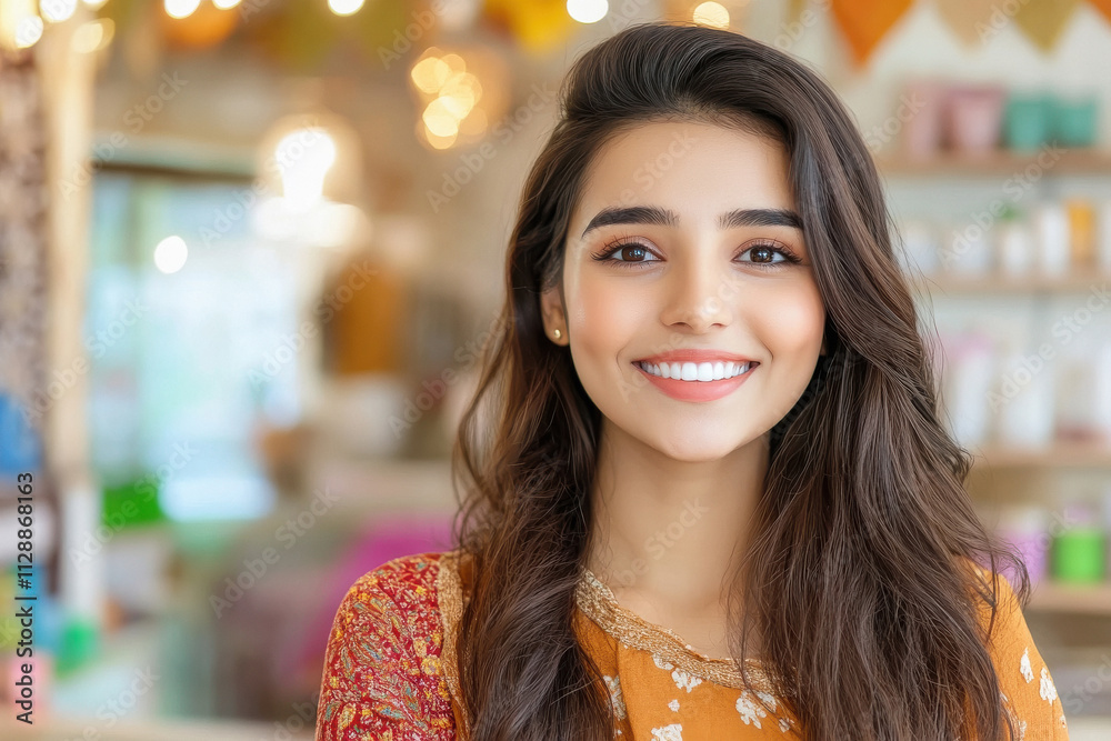 Obraz premium young indian woman factory manager standing confidently