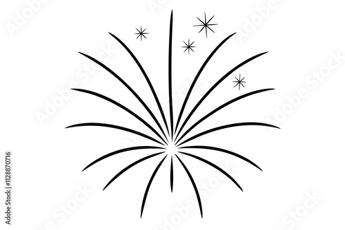 Fireworks Silhouette Icon on White Background