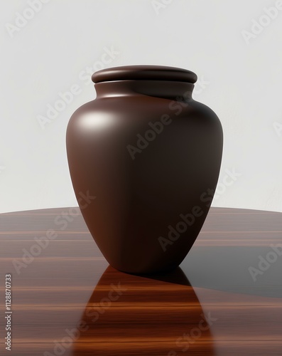 Pottery Classic Clay Jar on Empty Table with Clean Background