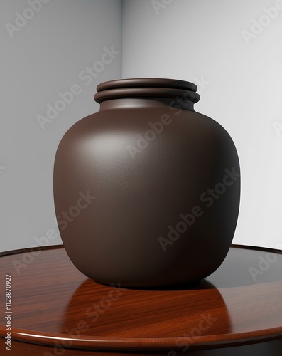 Vintage Classic Clay Jar on Wooden Table - Timeless Elegance