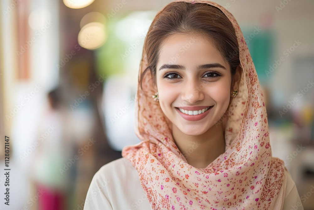 young indian woman factory manager standing confidently