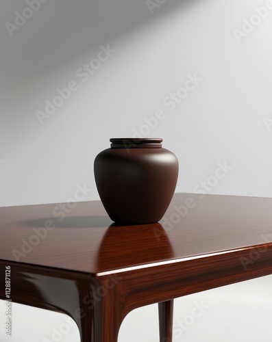 Elegant Clay Pottery Jar on Wooden Table - Timeless Interior Design