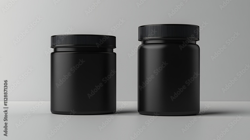 Black Plastic Jars Mockup Black Plastic Jars Mockup