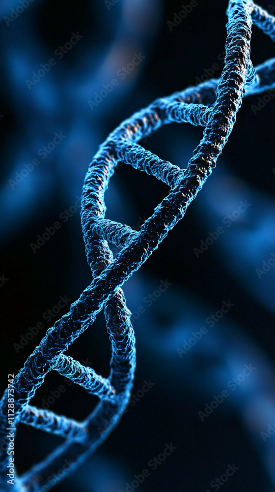 A view of the blue double helix of DNA against a dark background, highlighting its intricate structure and scientific beauty.
A view of the blue double helix of DNA against a dark background, highlighting its intricate structure and scientific beauty.