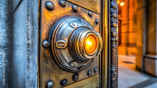 Illuminated antique door buzzer.