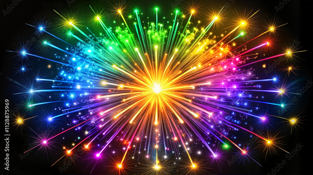 Obraz premium Colorful radial fireworks display