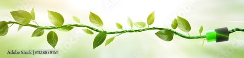 A green vine with leaves and a plug, symbolizing nature and energy connection.