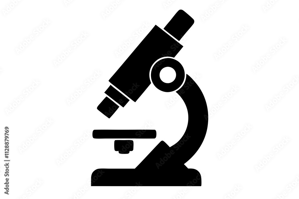 Microscope Silhouette Icon on White Background - Scientific Symbol Microscope Silhouette Icon on White Background - Scientific Symbol