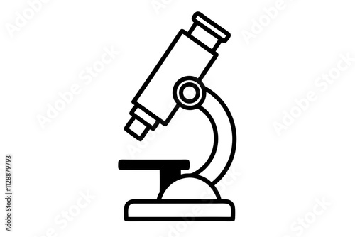 Microscope Silhouette Icon on White Background - Scientific Symbol