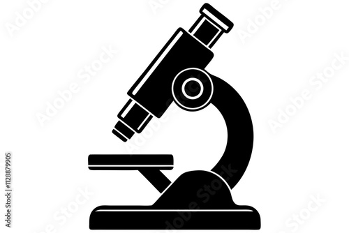 Microscope Silhouette Icon on White Background - Scientific Symbol