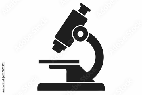 Microscope Silhouette Icon on White Background - Scientific Symbol