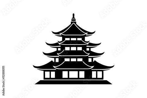 Pagoda Silhouette Icon on White Background - Architectural Symbol