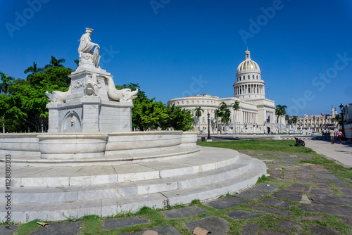 Photography The Majestic Capitol Building in Havana Under Clear Blue Sky, Cuba
