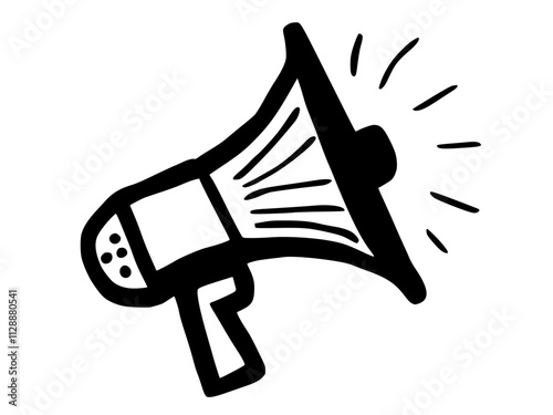 A hand-drawn doodle of a megaphone simple, flat vector SVG