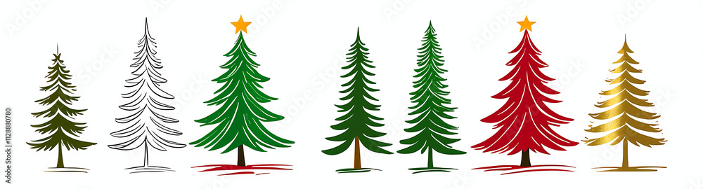 Fototapeta premium christmas trees collection