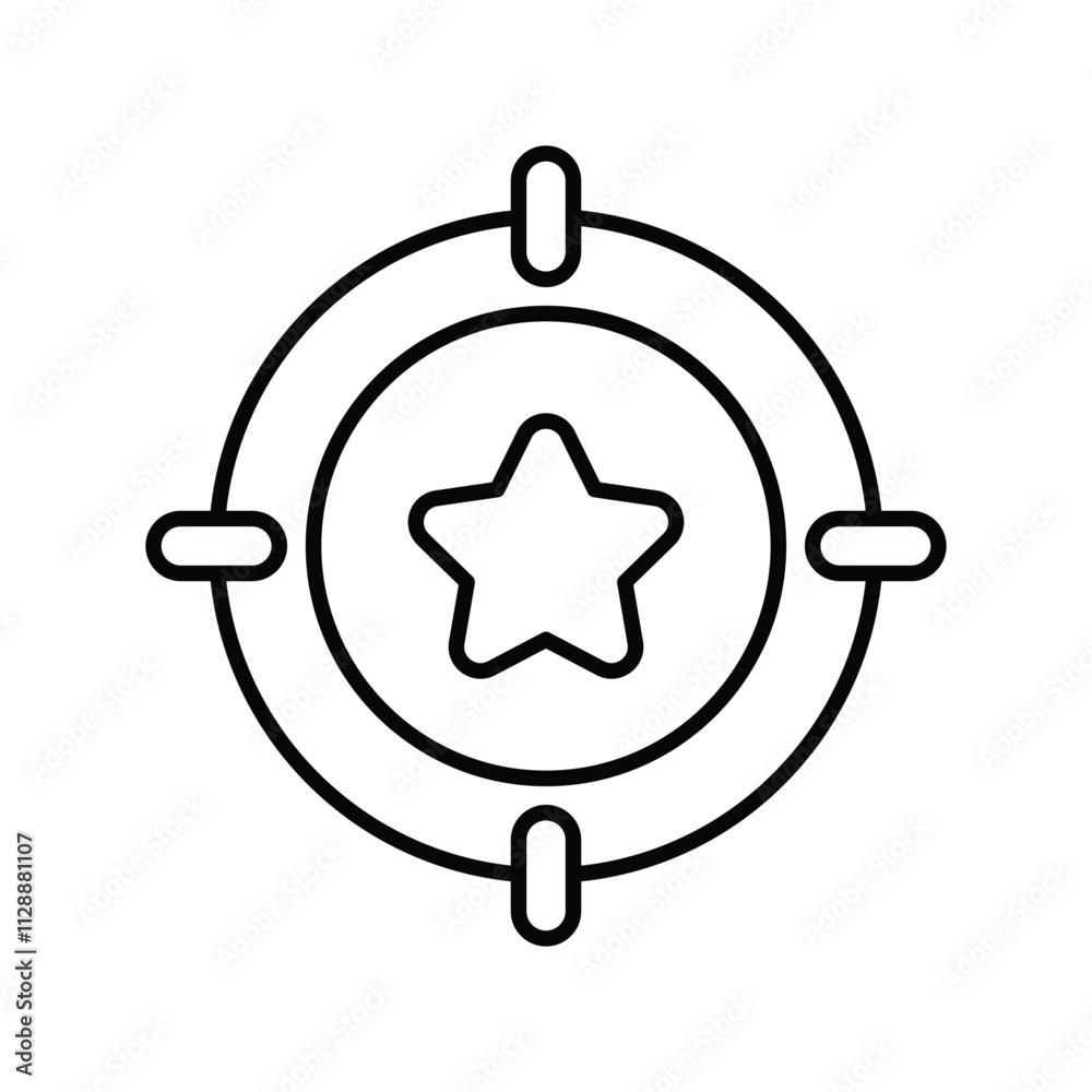 Target line icon with white background vector stock illustration