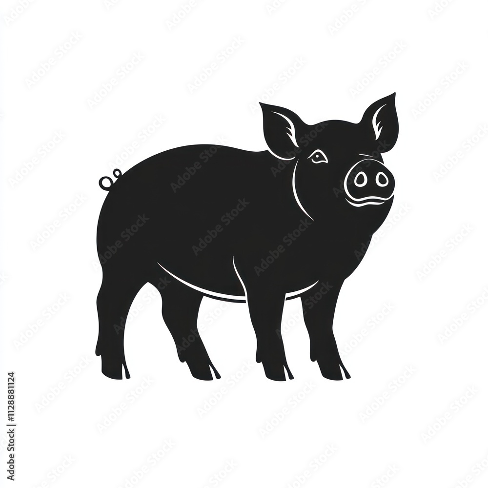 Fototapeta premium Silhouette of a pig standing.