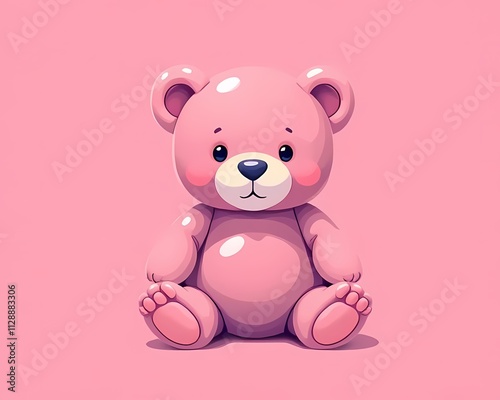 Pink Teddy Bear - Isolated on solid color background