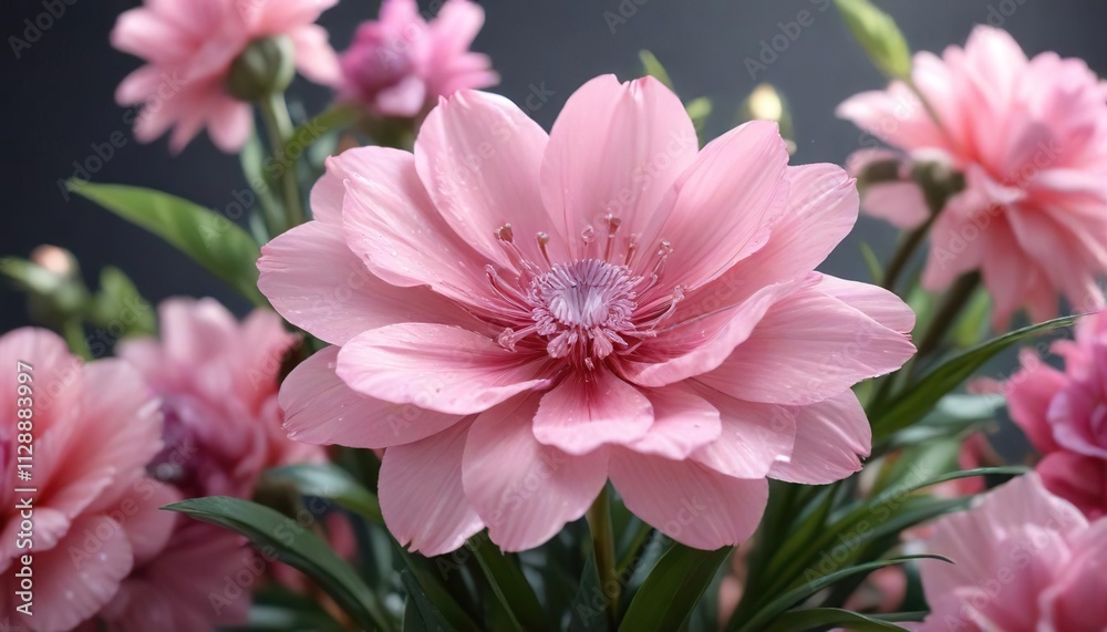 A delicate pink diamond flower in a stunning floral arrangement, natural beauty, colored gemstone, blossoming flowers A delicate pink diamond flower in a stunning floral arrangement, natural beauty, colored gemstone, blossoming flowers
