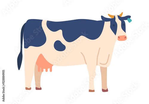 Chipped cow domestic animal vector illustration