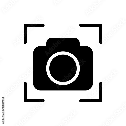 camera icon, simple flat style, pictogram logo sign symbol vector illustration, isolated on white for mobile app