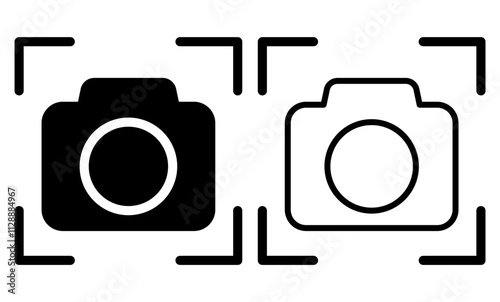 camera icon, simple flat style, pictogram logo sign symbol vector illustration, isolated on white for mobile app