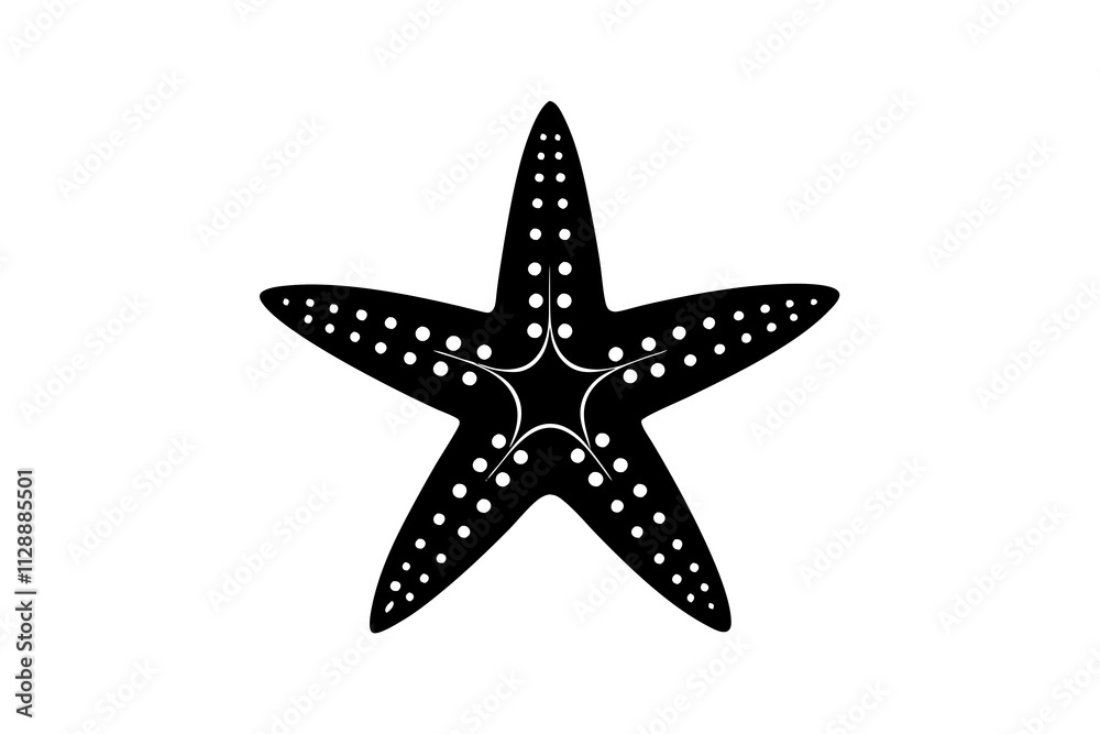 Starfish Silhouette Icon on White Background - Coastal Design Element