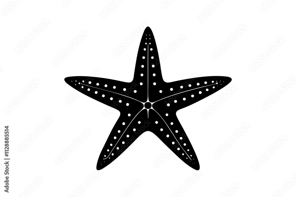 Starfish Silhouette Icon on White Background - Coastal Design Element Starfish Silhouette Icon on White Background - Coastal Design Element