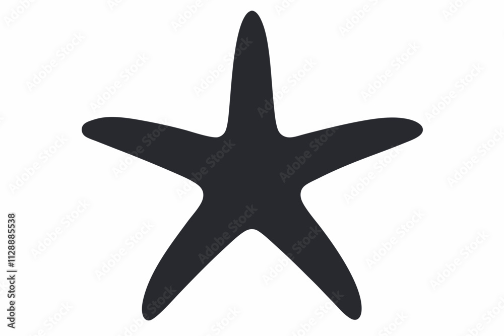 Starfish Silhouette Icon on White Background - Coastal Design Element Starfish Silhouette Icon on White Background - Coastal Design Element