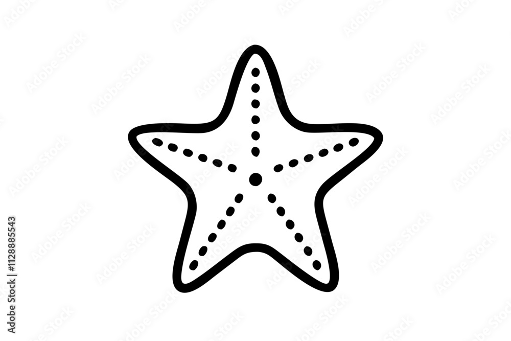 Starfish Silhouette Icon on White Background - Coastal Design Element