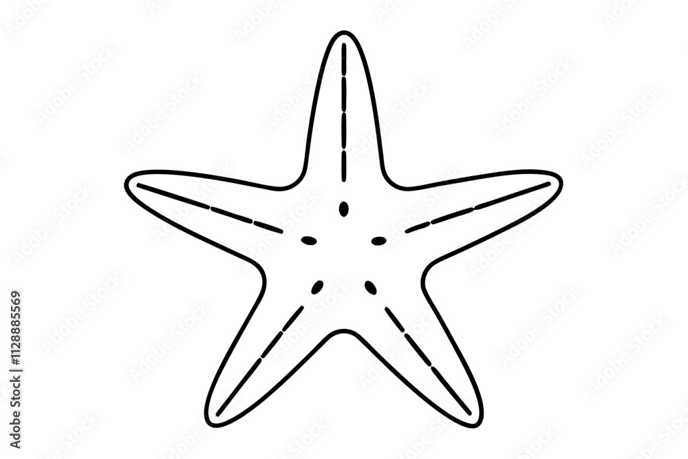 Starfish Silhouette Icon on White Background - Coastal Design Element Starfish Silhouette Icon on White Background - Coastal Design Element