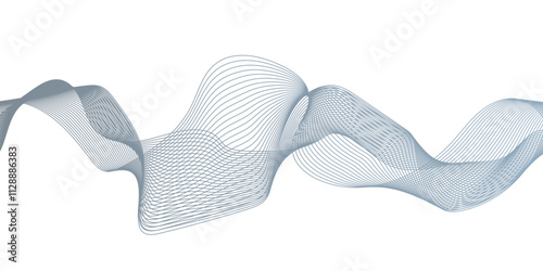 Multicolor gradient wave lines vector background, twisted curve lines and blend effect, frequency sound wave lines, 3d contour line patterned background illustration.	